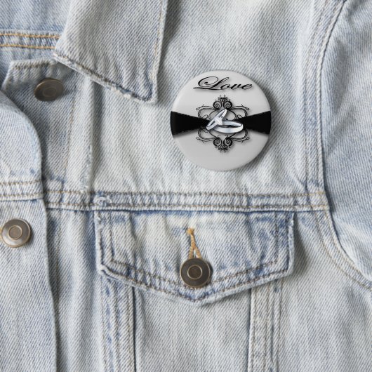 Elegante Schwarz-Weiß-Gastgeschenk Hochzeit Button (Beispiel)