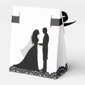 Elegante Schwarz-Weiß-Gastgeschenk Hochzeit Geschenkschachtel (Rückseite)