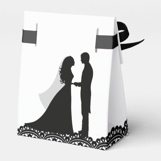 Elegante Schwarz-Weiß-Gastgeschenk Hochzeit Geschenkschachtel (Rückseite)