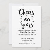 Elegante Schwarz-Weiß-Gefallen bis 60 Jahre Einladung (Vorderseite)