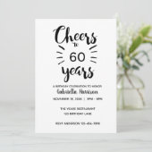 Elegante Schwarz-Weiß-Gefallen bis 60 Jahre Einladung (Stehend Vorderseite)