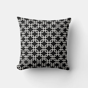 Elegante Schwarz-Weiß-Geometrische Links Kissen