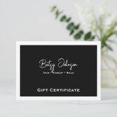 Elegante Schwarz-Weiß-Geschenkgutscheine Einladung (Stehend Vorderseite)