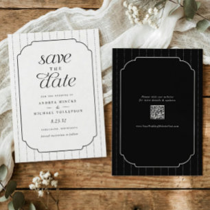 Elegante Schwarz-Weiß-Gestreifte Hochzeit Save The Date