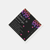 Elegante Schwarz-Weiß-glänzende Blätter Hochzeit i Serviette (Ecke)