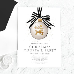 Elegante Schwarz-Weiß-Gold-Weihnachts-Cocktailpart Acryleinladungen