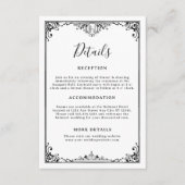 Elegante Schwarz-Weiß-Gotische Hochzeitsdetails Begleitkarte (Vorderseite)