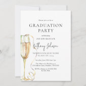 Elegante Schwarz-weiß Graduation Party Einladung (Vorderseite)