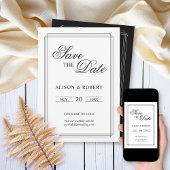 Elegante Schwarz-Weiß-Grenze Altes Geld Hochzeit Save The Date