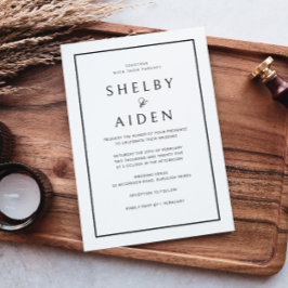 Elegante Schwarz-Weiß-Grenze Moderne Hochzeit Einladung