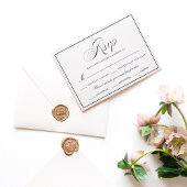 Elegante Schwarz-Weiß-Grenzhochzeit RSVP Karte