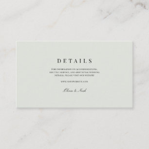 Elegante Schwarz & Weiß Grüne Hochzeiten Details Begleitkarte