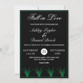 Elegante Schwarz-Weiß-Grüngras-Hochzeit im Herbst Einladung (Vorderseite)