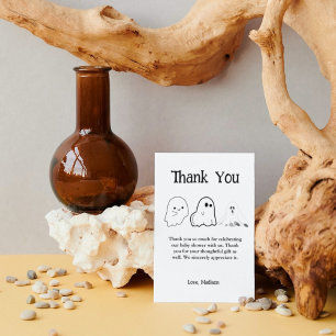 Elegante Schwarz-Weiß-Halloween-Babydusche Dankeskarte