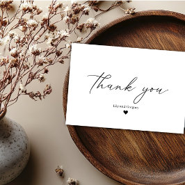 Elegante Schwarz-weiß Heart Wedding Dankeschön Car Dankeskarte