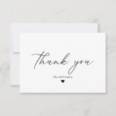 Elegante Schwarz-weiß Heart Wedding Dankeschön Car Dankeskarte (Vorderseite)