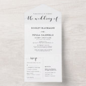 Elegante Schwarz-Weiß-Hochzeit All In One Einladung (Innen Boden)