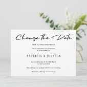 Elegante Schwarz-Weiß-Hochzeit ändert das Datum Save The Date (Stehend Vorderseite)