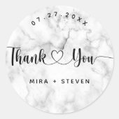 Elegante Schwarz-Weiß Hochzeit danke Classic Runder Aufkleber (Vorderseite)