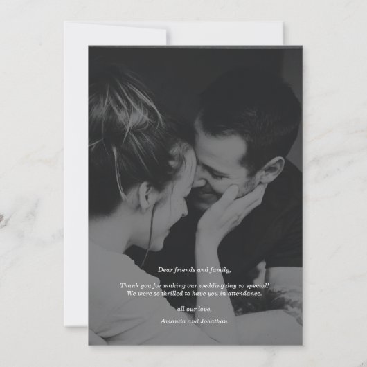 Elegante Schwarz/Weiß Hochzeit Dankeschön Karte (Rückseite)
