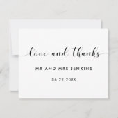 Elegante Schwarz-Weiß Hochzeit Dankeschön Karte (Vorderseite)