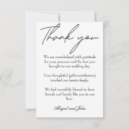 Elegante Schwarz-Weiß-Hochzeit Dankeskarte