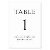 Elegante Schwarz-Weiß-Hochzeit, einfach minimalist Tischnummer (Vorderseite)