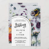 Elegante Schwarz-Weiß-Hochzeit Einladung (Vorne/Hinten)