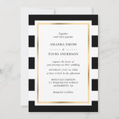 Elegante Schwarz-Weiß-Hochzeit Einladung (Vorderseite)