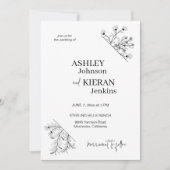 Elegante Schwarz-Weiß-Hochzeit Einladung (Vorderseite)