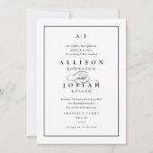 Elegante Schwarz-Weiß-Hochzeit Einladung (Vorderseite)