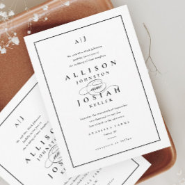 Elegante Schwarz-Weiß-Hochzeit Einladung