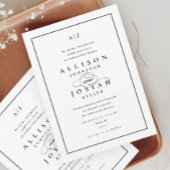 Elegante Schwarz-Weiß-Hochzeit Einladung