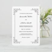 Elegante Schwarz-Weiß-Hochzeit Einladung (Stehend Vorderseite)