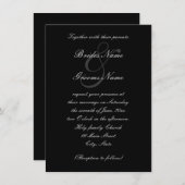 Elegante Schwarz-Weiß-Hochzeit Einladung (Vorne/Hinten)