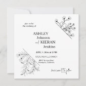 Elegante Schwarz-Weiß-Hochzeit Einladung (Vorderseite)