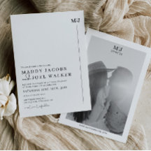 Elegante Schwarz-Weiß-Hochzeit Einladung MADDY