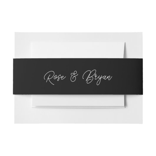 Elegante Schwarz-Weiß-Hochzeit Einladungsbanderole (Vorderseite Beispiel)