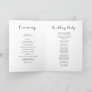 Elegante Schwarz-Weiß-Hochzeit gefaltet Programm