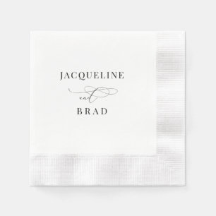 Elegante Schwarz-Weiß-Hochzeit geprägt Serviette