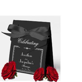 Elegante Schwarz-Weiß-Hochzeit Geschenkschachtel