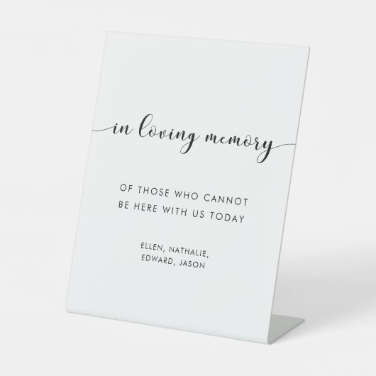 Elegante Schwarz-Weiß-Hochzeit in liebevollem Gedä Sockelschild (Vorderseite)