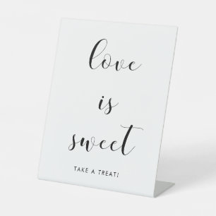 Elegante Schwarz-Weiß-Hochzeit-Liebe ist süß Sockelschild