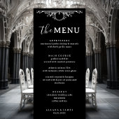 Elegante Schwarz-Weiß-Hochzeit Menükarte