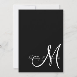 Elegante Schwarz-Weiß-Hochzeit mit Initialen  Einladung