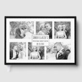 Elegante Schwarz-Weiß-Hochzeit mit sechs Fotos Gästebuch (Vorderseite)