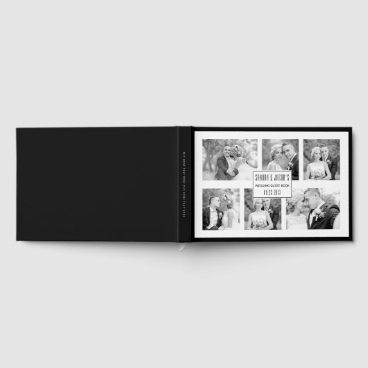 Elegante Schwarz-Weiß-Hochzeit mit sechs Fotos Gästebuch (Voll)