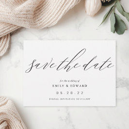 Elegante Schwarz-Weiß-Hochzeit ohne Foto Save The Date