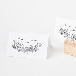 Elegante Schwarz-Weiß-Hochzeit Platzkarte