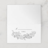 Elegante Schwarz-Weiß-Hochzeit Platzkarte (Außenseite Aufgefaltet)